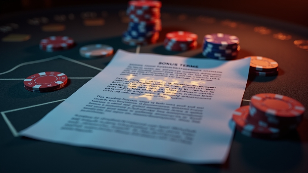 Bonusbedingungen und Codefeld auf einem Casino-Tisch